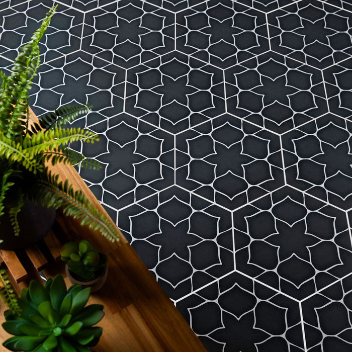 Kerala Hex Charcoal - Satin Tiles (285x330x9mm)