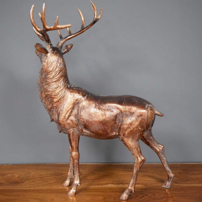 Tall Standing Copper Stag Stag Ornament - 55 cm