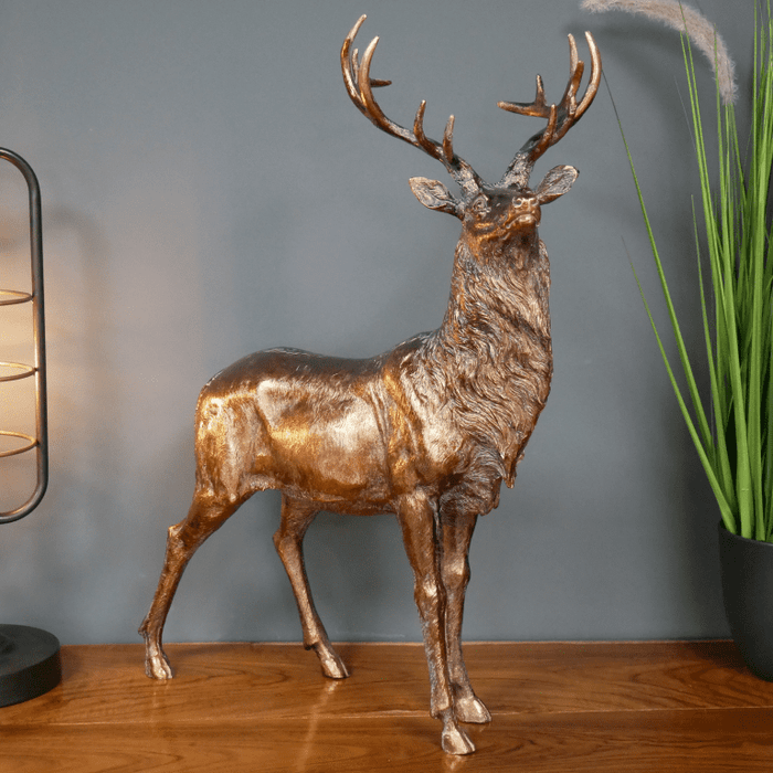 Tall Standing Copper Stag Stag Ornament - 55 cm