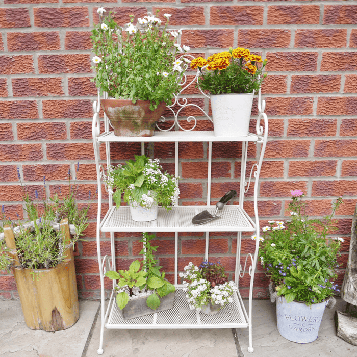 3-Tier White Outdoor Shelving Unit