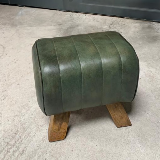 Green Leather Pommel Foot Stool - Small
