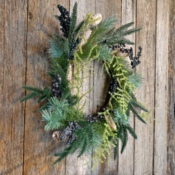 Blueberry and Fircone Wreath