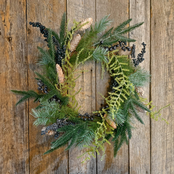 Blueberry and Fircone Wreath