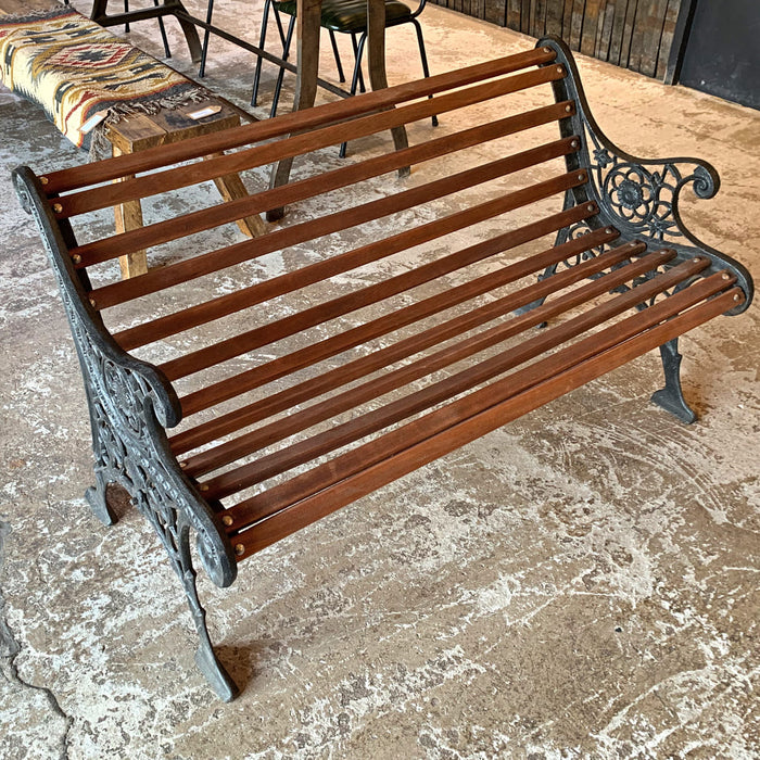 Reclaimed Cast Iron Bench with Wooden Slats