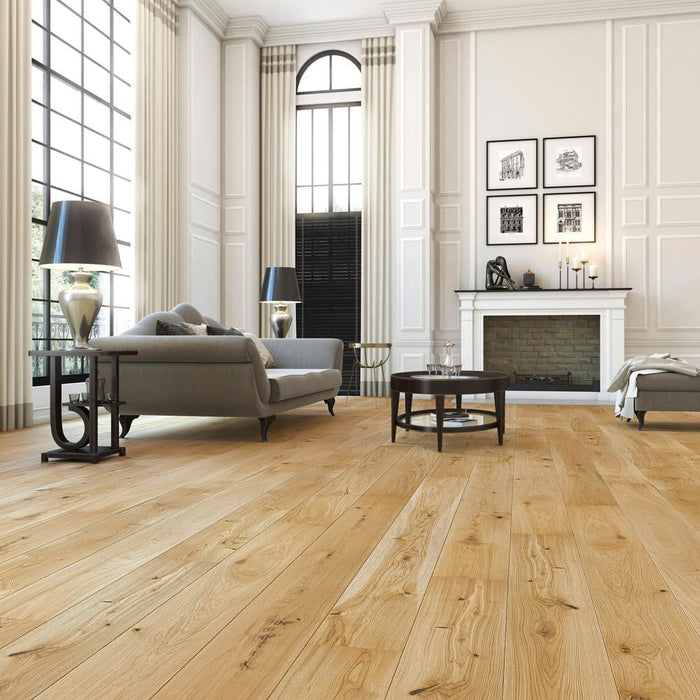Natural Oak: Brushed & Matt Lacquered Engineered Flooring (14x207x2000mm)