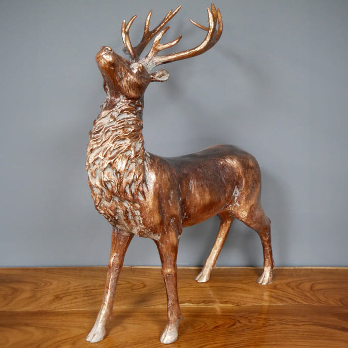 Tall Standing Copper Stag Stag Ornament - 62 cm