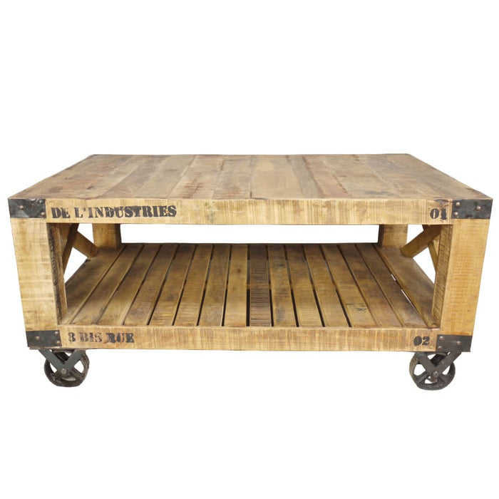 Wooden Coffee Table with Wheels