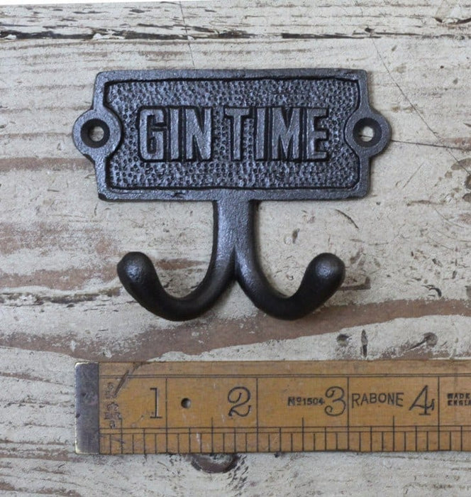 Gin Double Hook 90mm x 30mm Antique Iron - South Planks