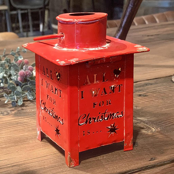 Metal Christmas Lantern - Red - South Planks