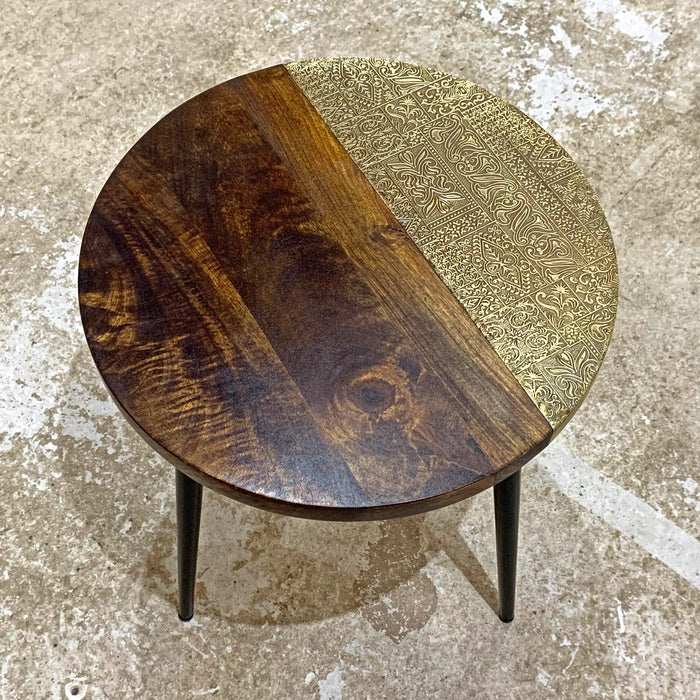 Gold wood on sale side table