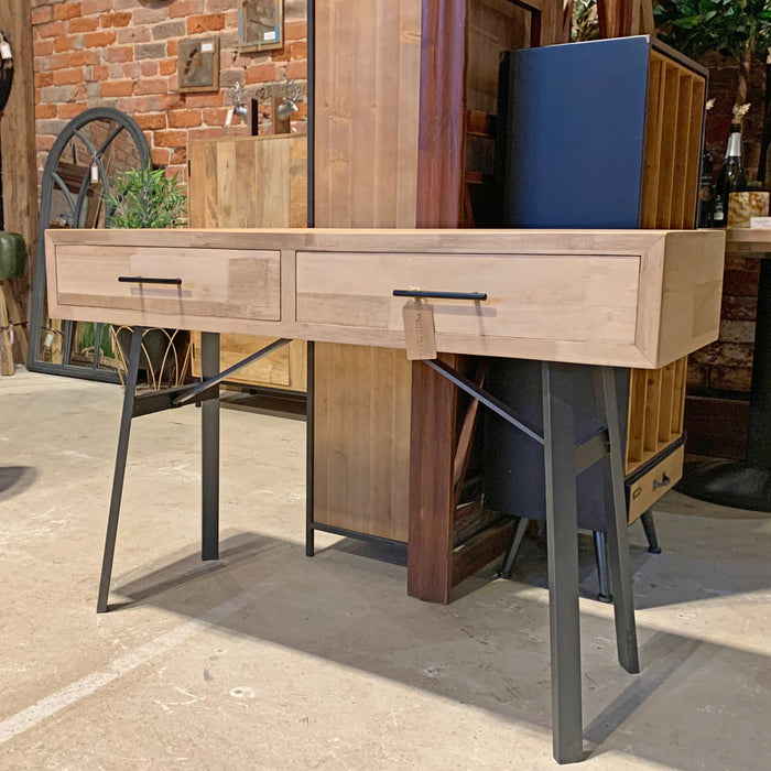 Modern Two Drawer Wooden Desk - 121 cm Wide - South Planks