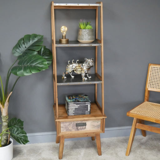 Ladder Style Bookshelf with Drawer - South Planks