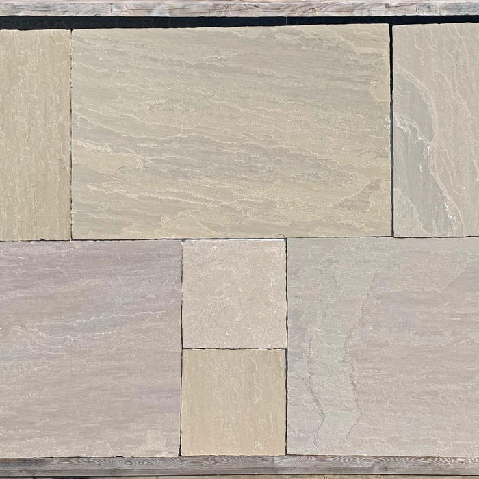 Sandstone Paving - Riven Green Mixed Size