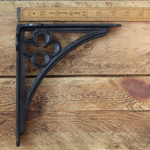 Flat Design Gothic Shelf Bracket 7.5" x 8.5" Antique Iron - South Planks