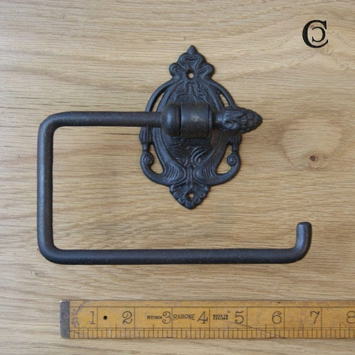 Acorn Finial Toilet Roll Holder 170mm Antique Iron - South Planks